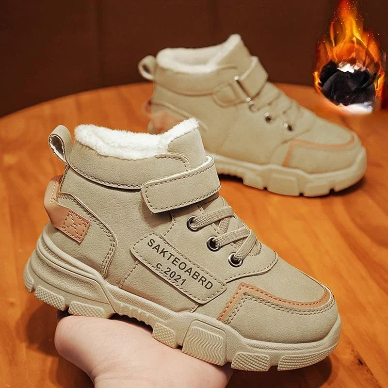 Winter Children's Boots Boys Plus Cashmere Thicken Warm Snow Boots Girls Non-slip Outdoor Boots Student Shoes Hiking Shoes kids_shoes