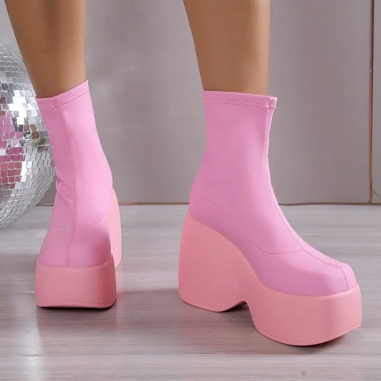 Brand Women Boots Gothic Style Platform Women Ankle Boots High Quality Walking Comfy Woman Shoes New Sexy High Heels Big Size 43 boots_platform