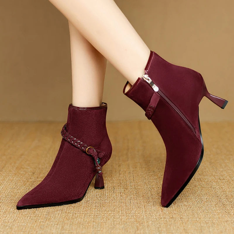 Pointed Toe Women's Ankle Boots High Heels Fashion Dress Shoes Designer Luxury Winter Boots 2025 New Elegant Pumps Mujer Botas boots_highheel