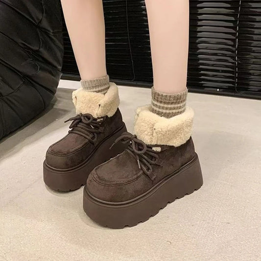 Winter Keep Warm Women Snow Boots Fashion Platform Flats Short Booties Designer Cotton Shoes Botas Mujer Winter Fur Ankle Boots boots_platform