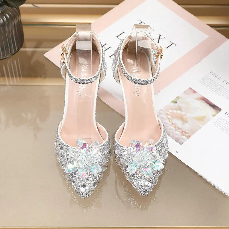 2025 Spring New Crystal Flash Diamond 7 Colors Wedding Bridesmaid Shoes Banquet Stiletto Women's Shoes heels_bridal