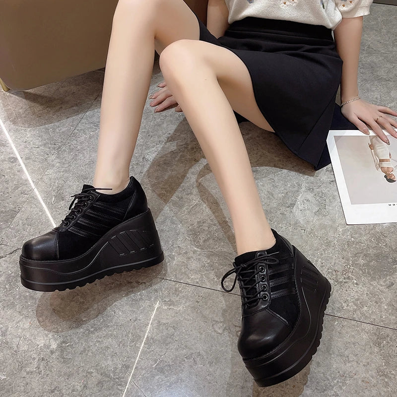 Big Size 35-43 Black Design Female Goth Platform Fashion Cosplay Wedges High Heels Women's Pumps 2025 Street Sneaker Shoes Woman sneakers_platform