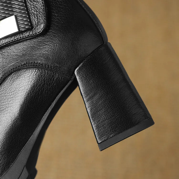 NEW Autumn/Winter Women Boots Genuine Leather Shoes for Women Pointed Toe Chunky Heel Shoe High Heel Modern Boots Platform Shoes boots_platform