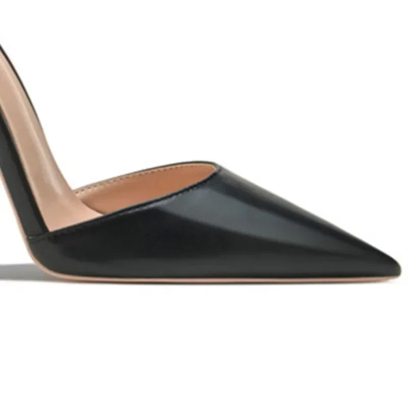 Ankle Strap Women D'Orsay Pointed Toe Stiletto Pumps Ladies Solid Dress High Heel Shoes 12cm 10cm 8cm Black White heels_stiletto