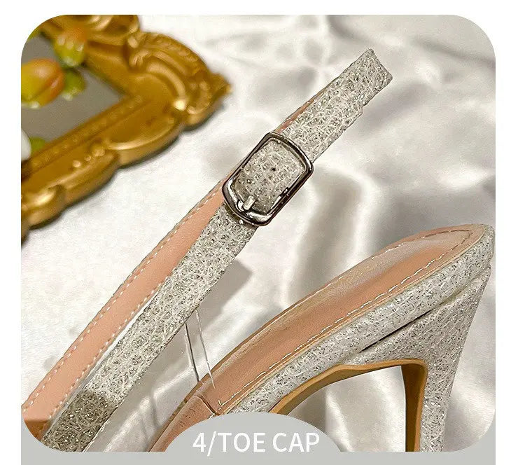 2025 Summer Pointy Head Shallow Mouth Baotou Sandals Women Fine White Beautiful French Rhine-Style High Heels Wedding Pumps heels_bridal