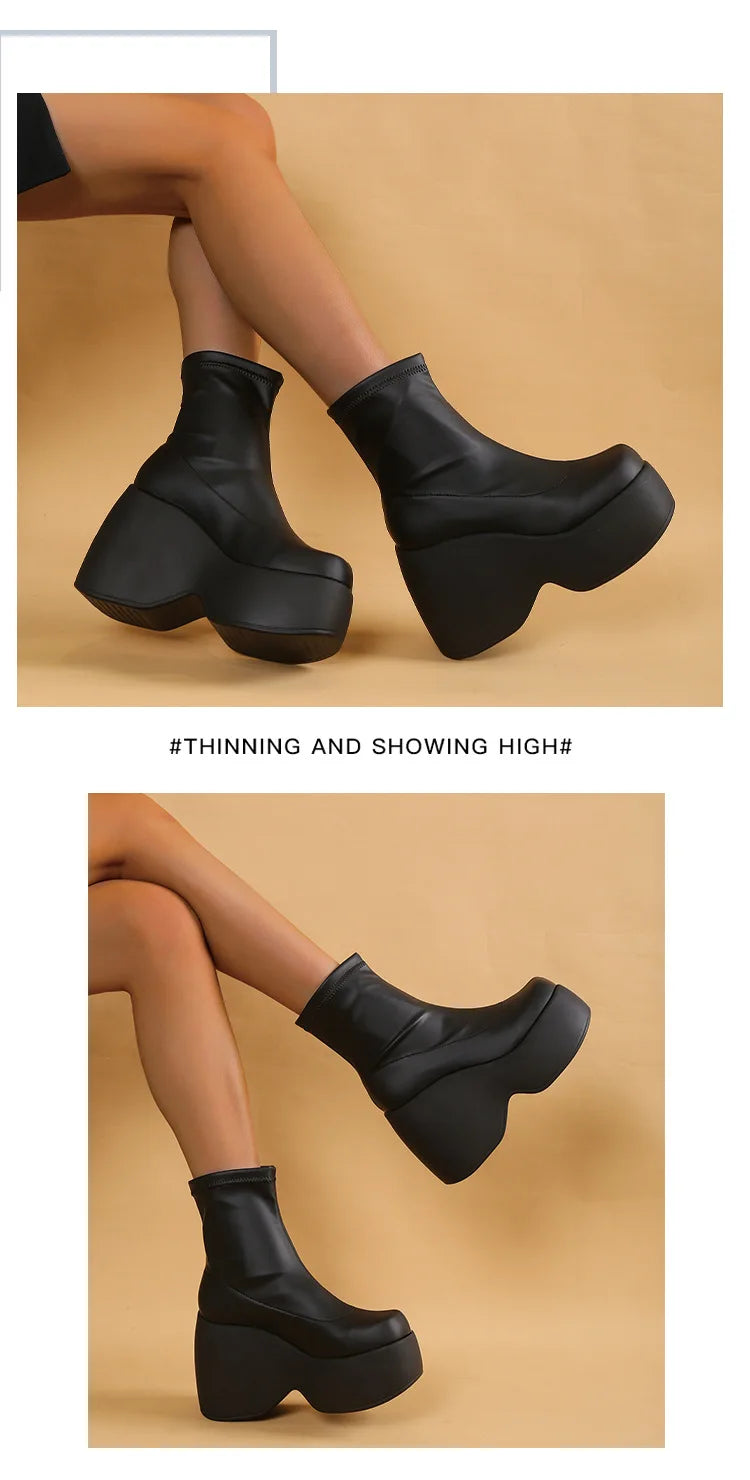 Brand Women Boots Gothic Style Platform Women Ankle Boots High Quality Walking Comfy Woman Shoes New Sexy High Heels Big Size 43 boots_platform