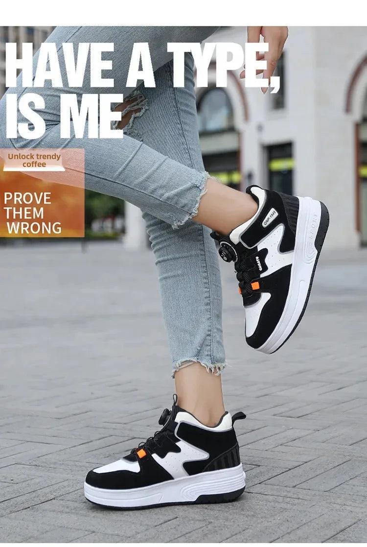 Children's Roller Skates Student Quad-Wheel Skates Women's Double-Wheel Deforming Boys' Inline Skates Cross-Border Supply Shoes kids_shoes