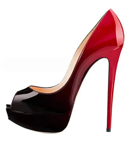 Women's Sexy Peep Toe Platform Stiletto Slip on Super High Heel Pumps Party Dress Wedding Shoes 14cm Big Size