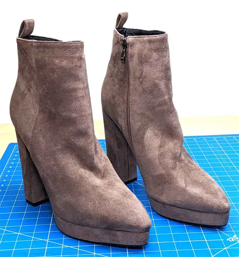 Onlymaker Women Pointed Toe Ankle Boots Black Matte Flock Chunky Heel Platform Booties Party Shoes Large Size Short Boots boots_platform