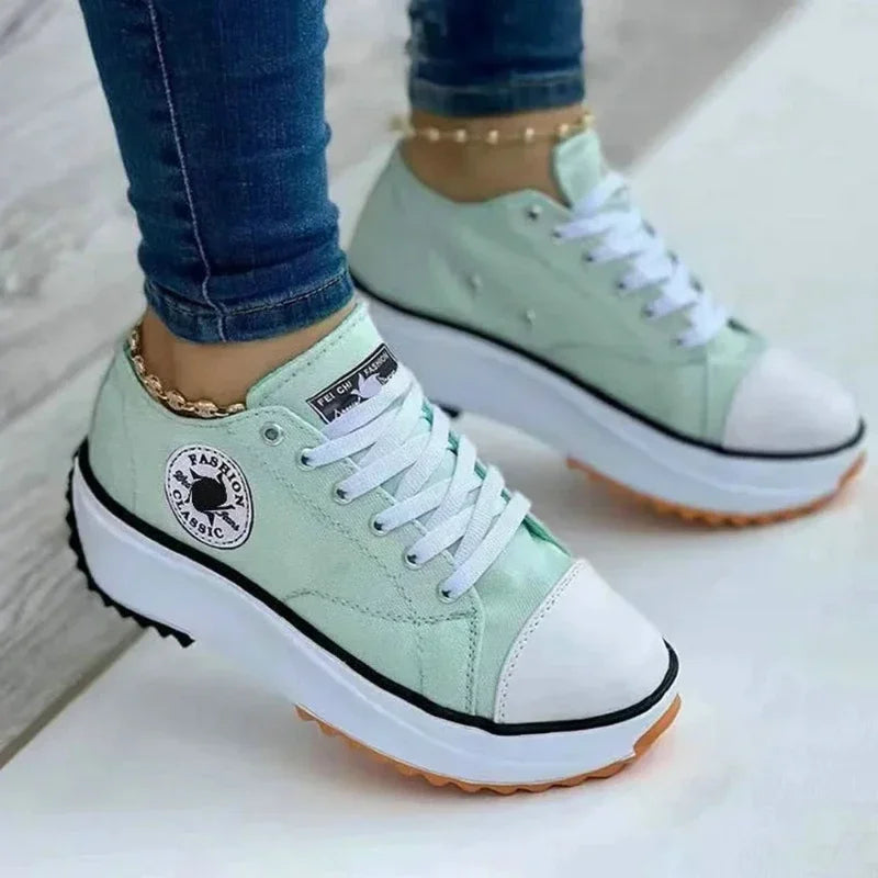Classic white canvas sneakers women's casual shoes thick sole lace-up tennis shoes high quality fashion sports shoes 35-43 sneakers_platform