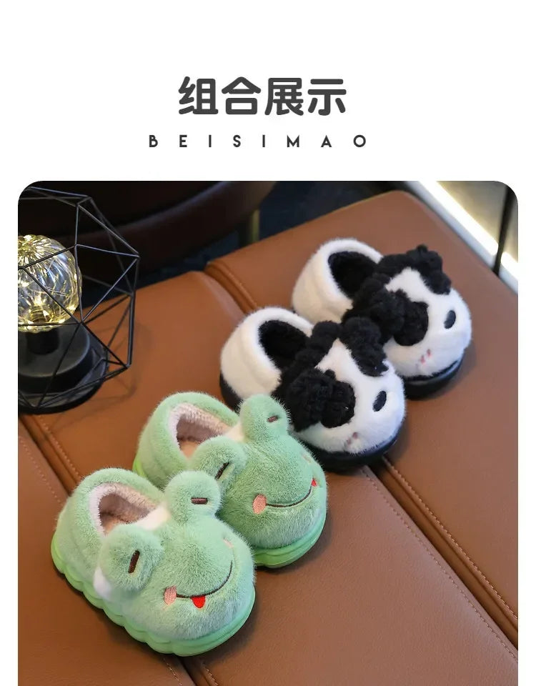 Winter Children's Cotton Slippers Cute and Warm Thickened Indoor and Outdoor Plush Shoes Home and Baby Bag Heels Cotton Shoes kids_shoes