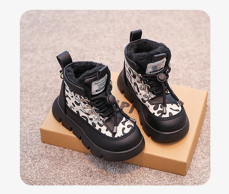 Warm Girl Boots Plush Anti Slip Winter Boot Casual Versatile Snow Boots Trendy Classic Girl Shoe Thick Soled Comfort Cotton Boot kids_shoes