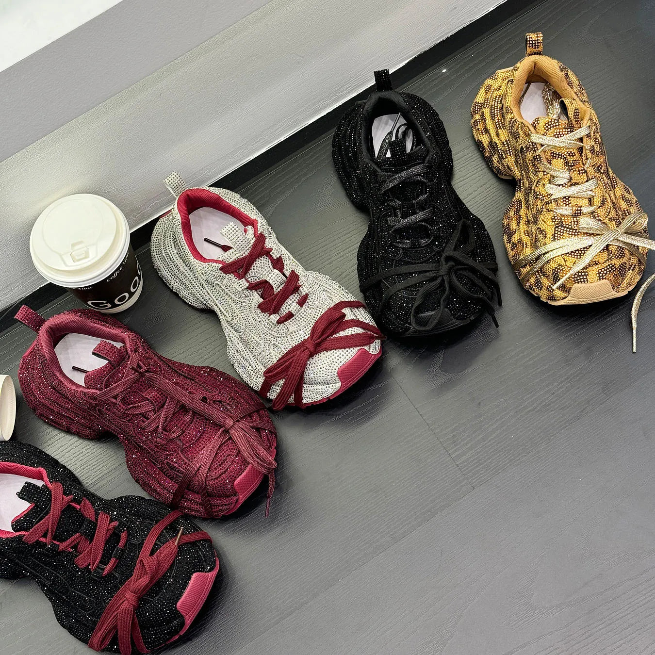 Gypsy Rhinestone Thick-soled Fried Street Women's Autumn 2024 New Ins Trendy Fashion Casual Dad Shoes sneakers_platform