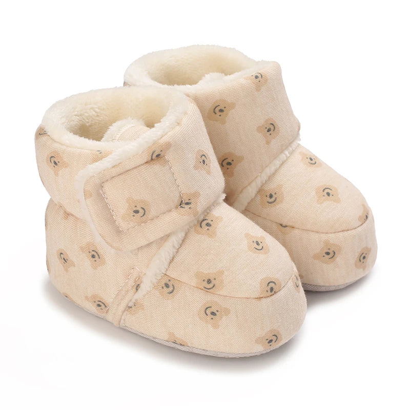 Winter Newborn Boys and Girls Cute Cartoon Cotton Shoes with Soft Sole and Warm Boots Preschool Walking Shoes  Winter Newborn kids_shoes