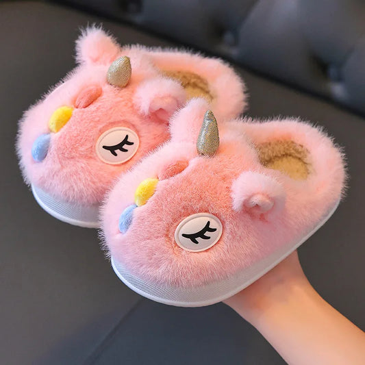 2025 New Winter Kids Plush Slippers Cartoon  Children's Indoor Slides Non-Slip Soft Mule Girls Boys Warm House Cotton Shoes kids_shoes